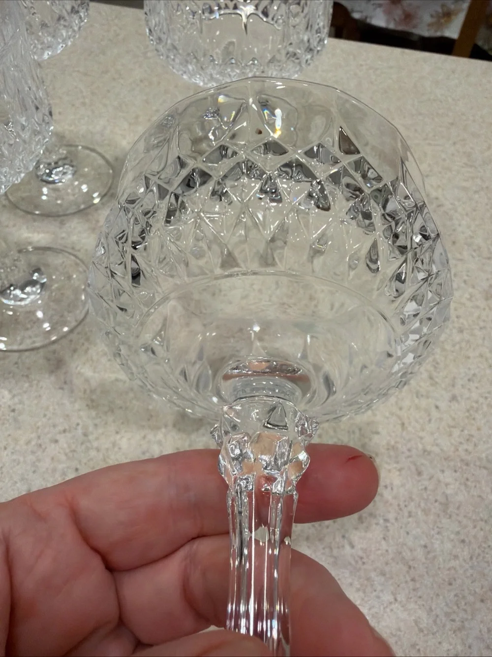 Vintage Cristal d’ Arques Crystal Cut Vintage Coupe Glasses - Clear Stemware Set